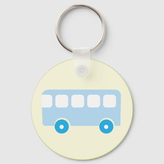 Chaveiro Cute Pastel Blue School Bus Icon (Frente)