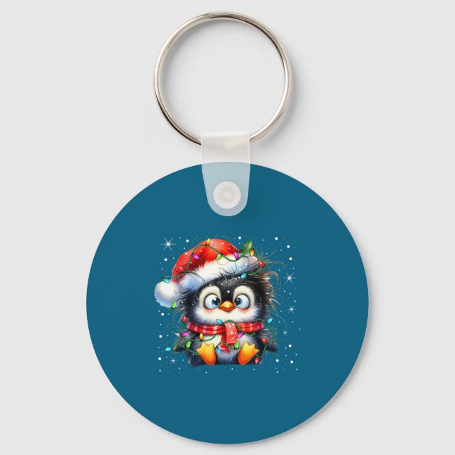 Chaveiro Cute Penguin Christmas Lights Penguins Lover Girls (Frente)