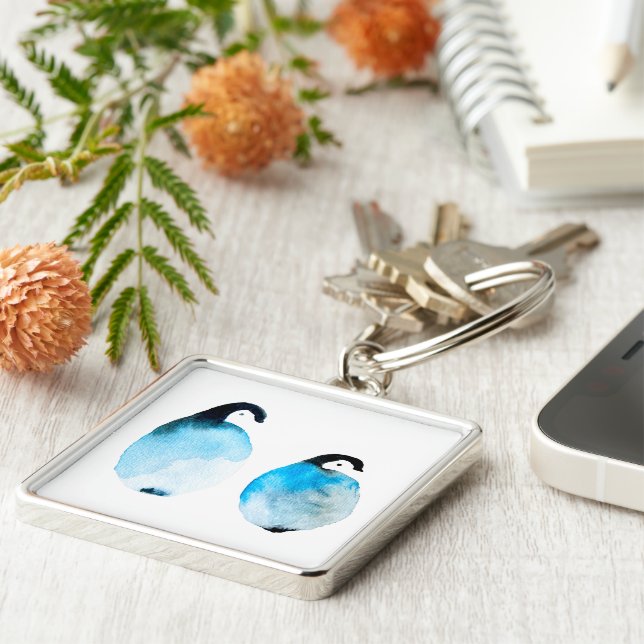 Chaveiro Cute penguin watercolor art (Lateral)