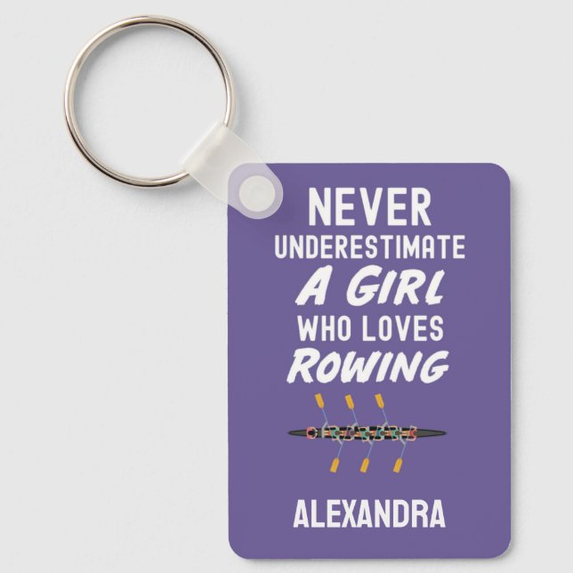 Chaveiro Cute Personalizado Rowing Menina Roxa Crianças Rem (Frente)