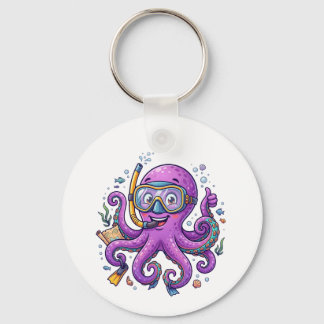Chaveiro Cute Purple Octopus Treasure Hunter
