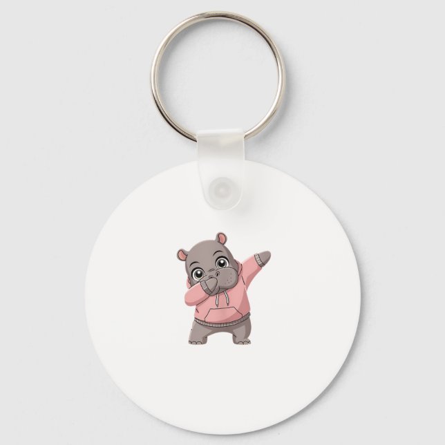 Chaveiro Cute Pygmy Hippo Kids Meninas Dabbing Moo Deng (Frente)