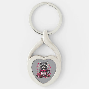 Chaveiro Cute Raccoon Valentine Buffalo Xadrez Estética