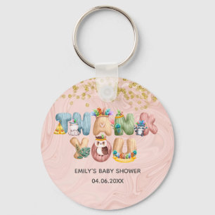 Chaveiro Cute Rosa Dourado Mármore Chuveiro de Bebê Animal 