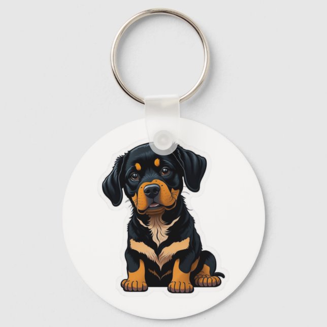 Chaveiro Cute Rottweiler - Presentes para Proprietários de  (Frente)
