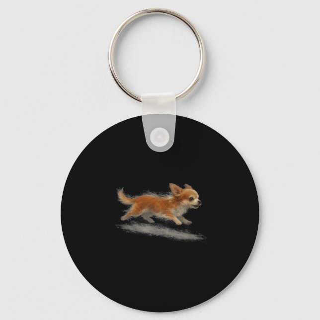 Chaveiro Cute running dog funny chihuahua running art meme  (Frente)