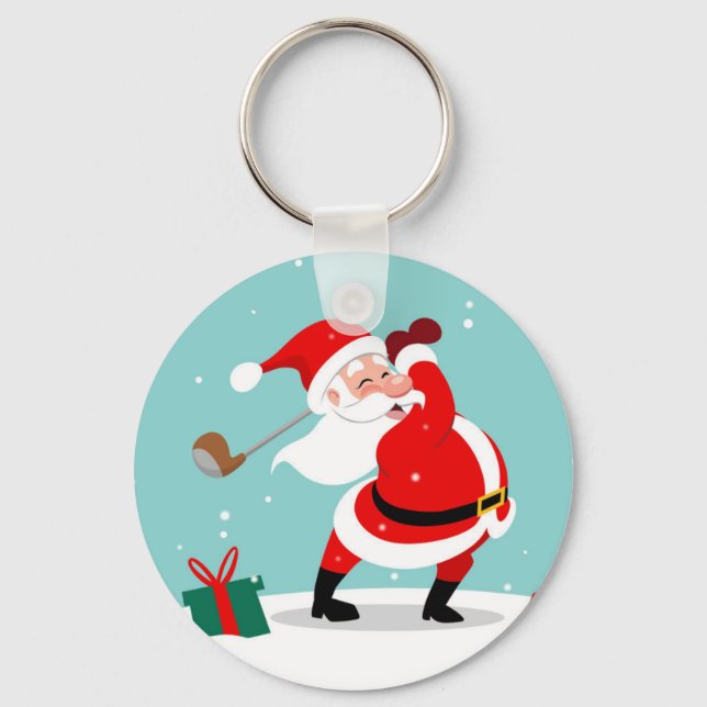 Chaveiro Cute Santa Claus mostra golfe (Frente)