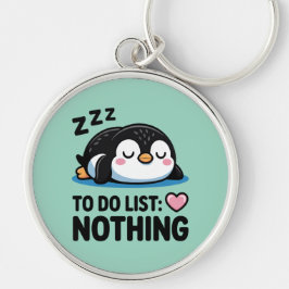Chaveiro cute sleeping penguin, to do list nothing