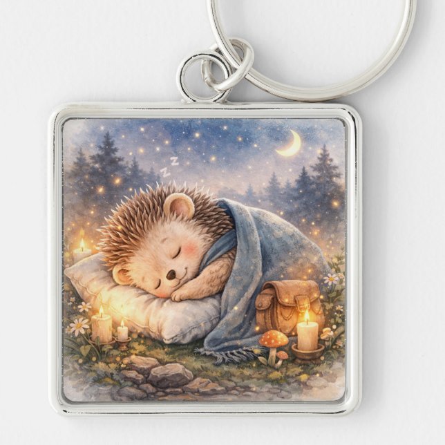 Chaveiro Cute Sleeping Woodland Hedgehog (Frente)