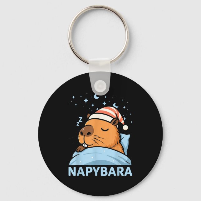 Chaveiro Cute Sleepy Capybara Funny Napybara Pajamas  (Frente)