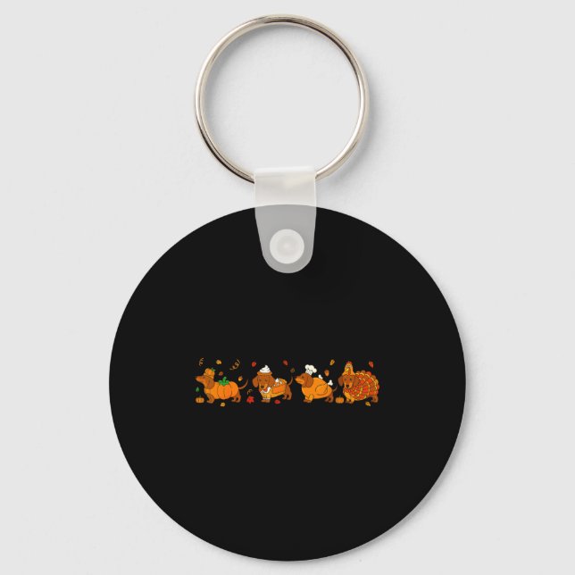 Chaveiro Cute Thanksgiving Dachshund Dogs Fall Gobble Prepp (Frente)