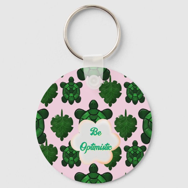 Chaveiro Cute Turtle Leaves Seamless Pattern, Tropical  (Frente)