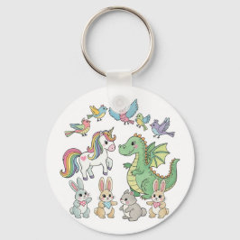 Chaveiro Cute Unicorn & Dragon Fantasy Keychain