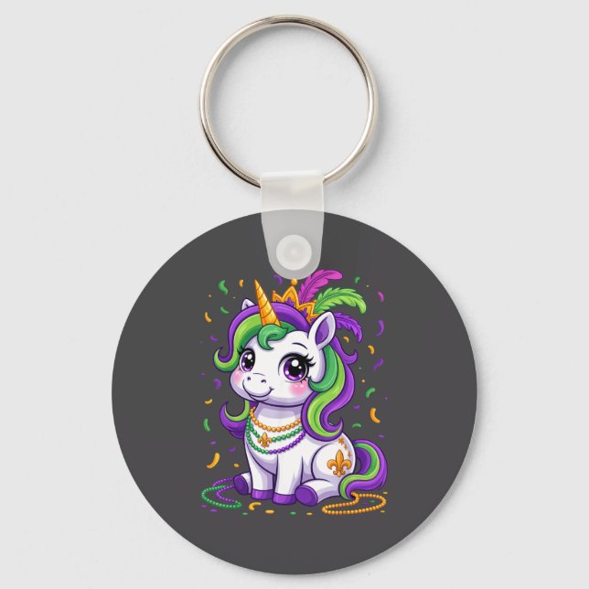 Chaveiro Cute Unicorn Mardi Gras Carnival Fat Tuesday Girls (Frente)