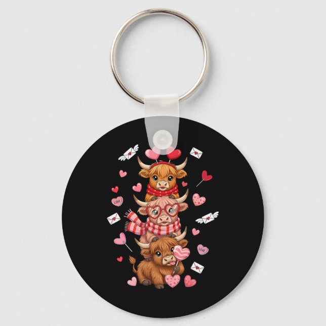 Chaveiro Cute Western Valentine Cows With Hearts  (Frente)