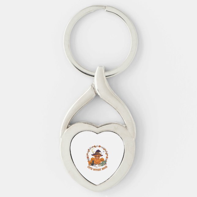 Chaveiro Cute Witchy Mood Halloween Vaca das Terras Altas G (Frente)