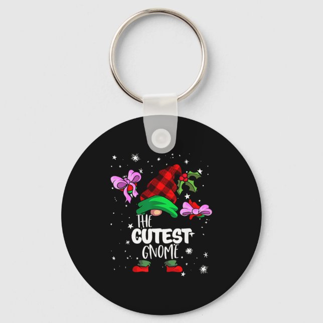 Chaveiro Cutest Gnome Red Buffalo Plaid Matching Family Chr (Frente)