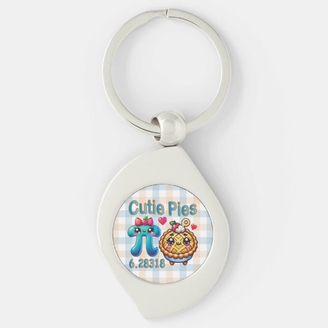 Chaveiro "Cutie Pies" - Símbolo de Pi Cónico e Pie Pun (Frente)