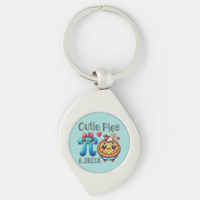 Chaveiro "Cutie Pies" - Símbolo de Pi Cónico e Pie Pun (Frente)