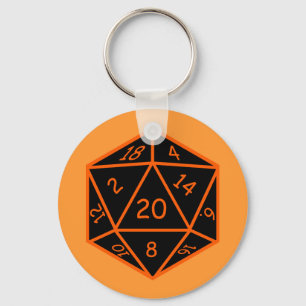Chaveiro D20 Preto e Laranja