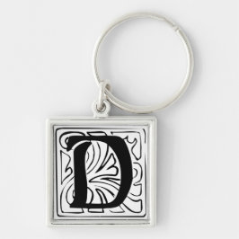 Chaveiro D Monogramm schwarz weiß Schlüsselanhänger