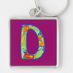 Chaveiro D Monogrammed, teste padrão floral de Ditsy