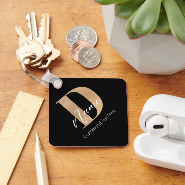 Chaveiro D & Name Iniciais Monogramados Modernos Personaliz (Mesa)