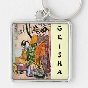 Chaveiro Da arte japonesa da gueixa do vintage texto