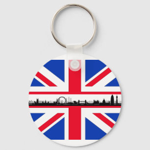 Chaveiro da bandeira de Union Jack da skyline do