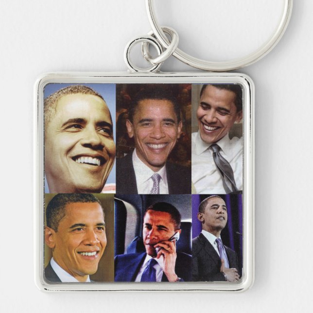 Chaveiro da COLAGEM de BARACK OBAMA (Frente)