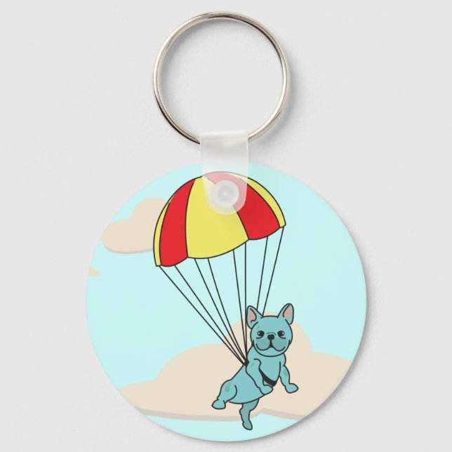 Chaveiro da Diversão de Guarda-chuvas Azul-Bulldog (Frente)