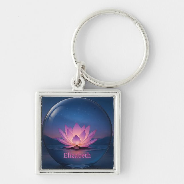 Chaveiro da Esfera de Vidro do Lotus Brilhante - N (Frente)