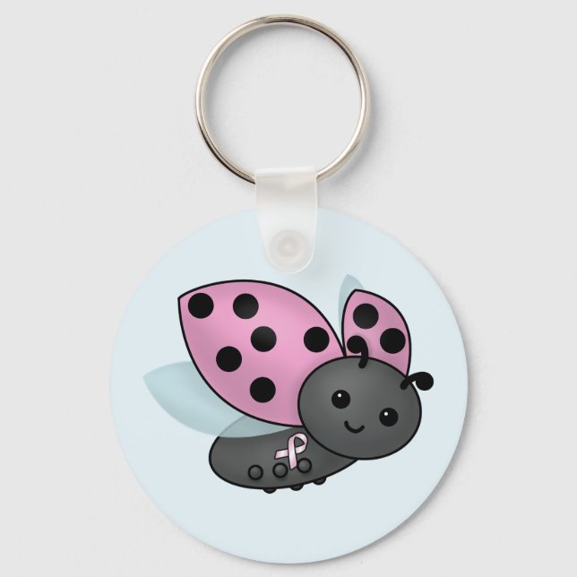 Chaveiro da Faixa de Sensibilização Rosa Ladybug (Frente)
