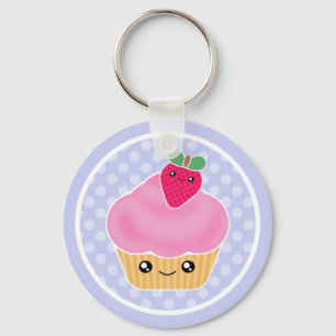 Chaveiro da morango do cupcake de Kawaii