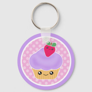 Chaveiro da morango do cupcake de Kawaii