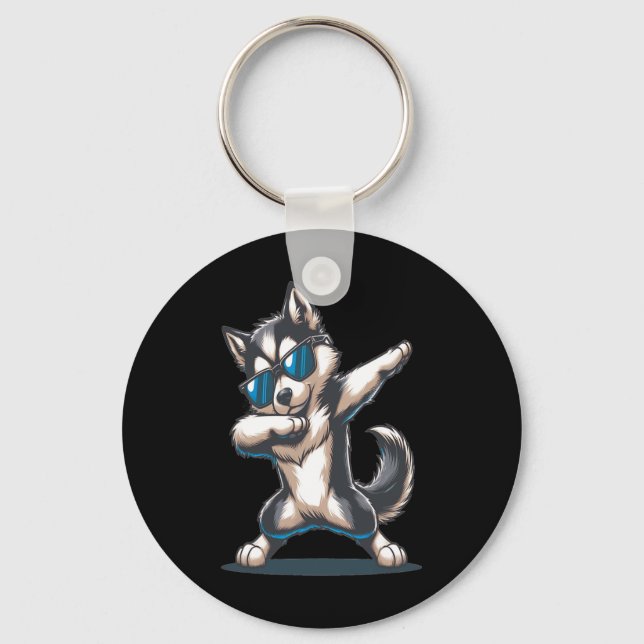 Chaveiro Dab Alaskan Klee Kai Dancing Dabbing Dog (Frente)