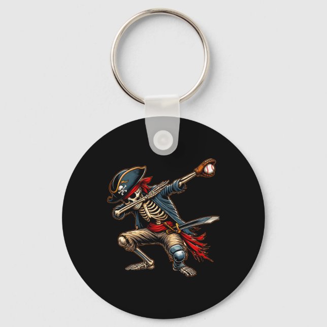 Chaveiro Dab Skeleton Dabbing Skeleton Pirate Baseball (Frente)