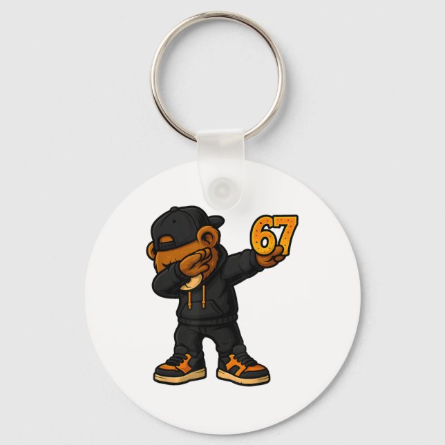 Chaveiro Dabbing Bear 67 Meme Funny Brainrot Hip Hop Kids B (Frente)