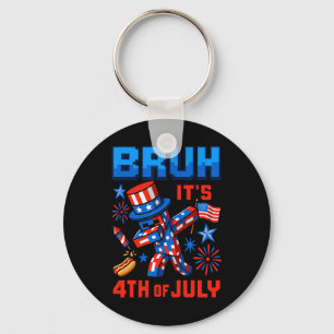 Chaveiro Dabbing Engraçado 4 De Julho Bruh EUA Pixel Gamer 