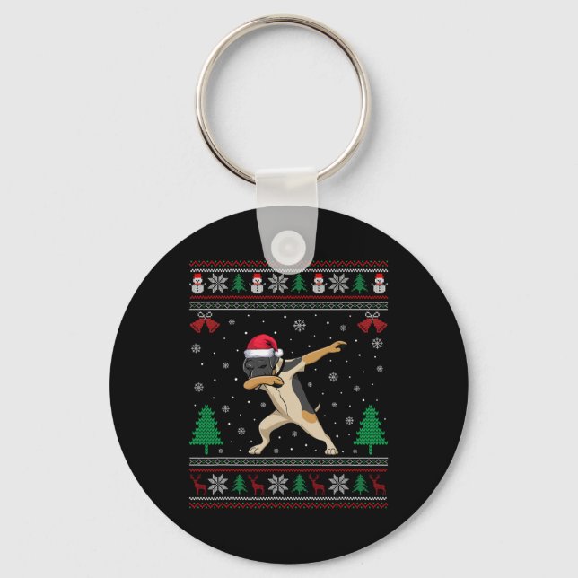 Chaveiro Dabbing German Shorired Pointer Dog Santa Hat C (Frente)