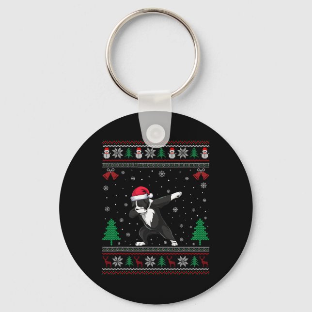 Chaveiro Dabbing Greater Swiss Mountain Dog Santa Hat Chris (Frente)
