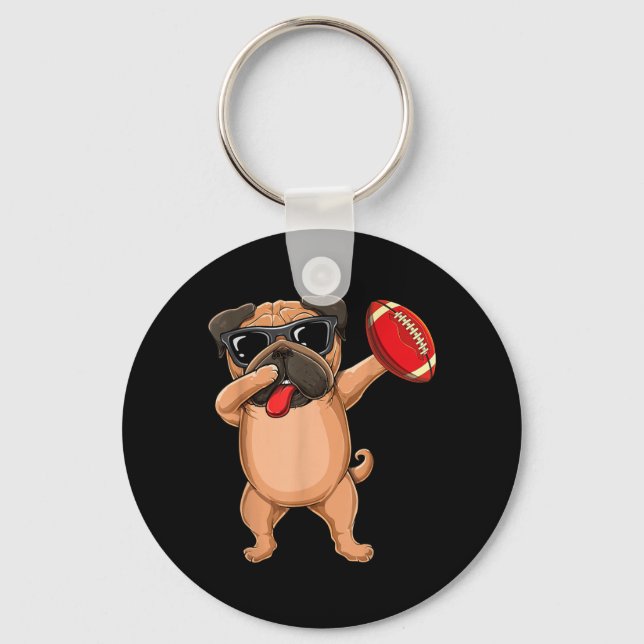 Chaveiro Dabbing Pug Dog Fofo de Sungles de Futebol - Amant (Frente)