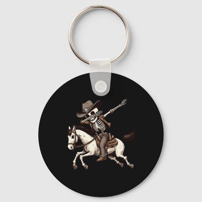Chaveiro Dabbing Skeleton Cowboy Halloween Meninos (Frente)