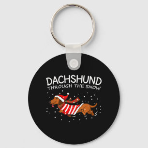 Chaveiro Dachshund Através Do Natal Engraçado Da Neve