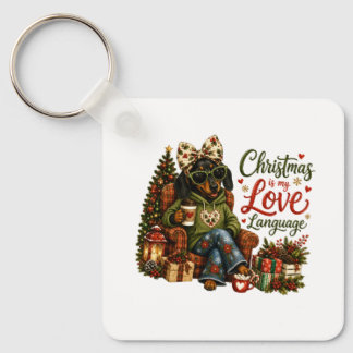 Chaveiro Dachshund Christmas is My Love Language