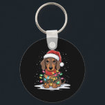 Chaveiro Dachshund Christmas Lights Santa Hog Lover Hol<br><div class="desc">Feriado de Natal Dachshund Luzes de Papai Noel Feriado</div>