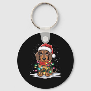 Chaveiro Dachshund Christmas Lights Santa Hog Lover Hol