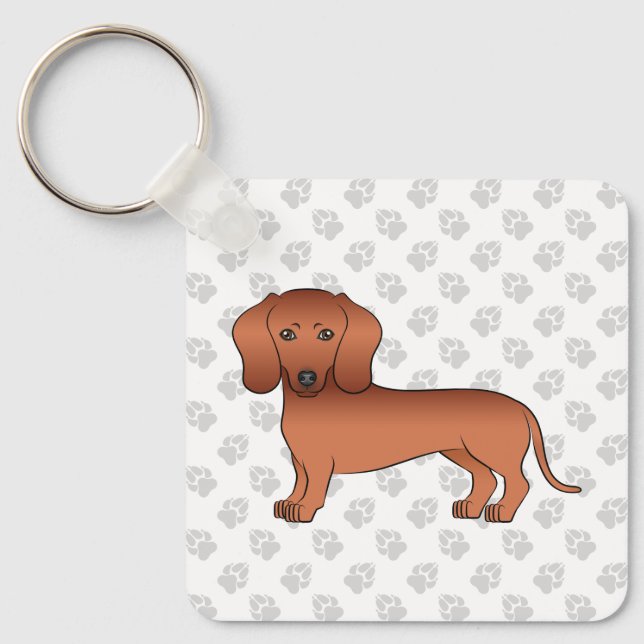 Chaveiro Dachshund de Cabelo Liso Vermelho Cachorro de Dese (Frente)