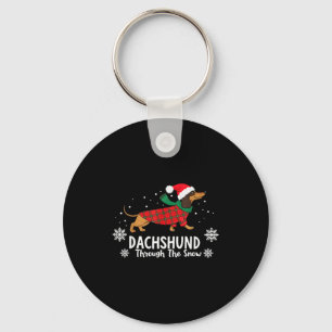 Chaveiro Dachshund de Natal Através da Neve Cachorro Salsic