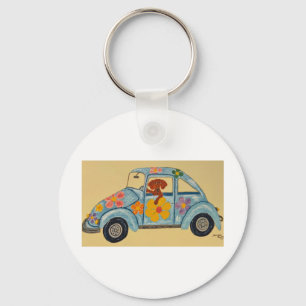 Chaveiro Dachshund em carro hippie